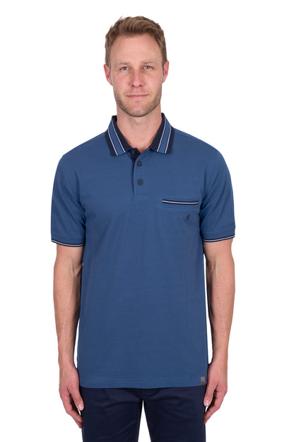 Thomas Cook Men’s Ben Tailored 1-Pocket Short Sleeve Polo - Blue Ocean