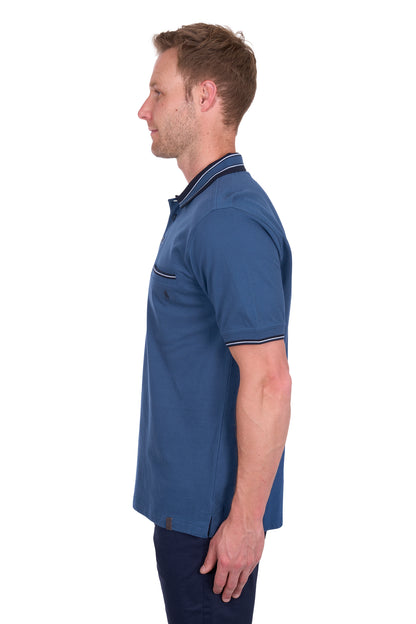 Thomas Cook Men’s Ben Tailored 1-Pocket Short Sleeve Polo - Blue Ocean