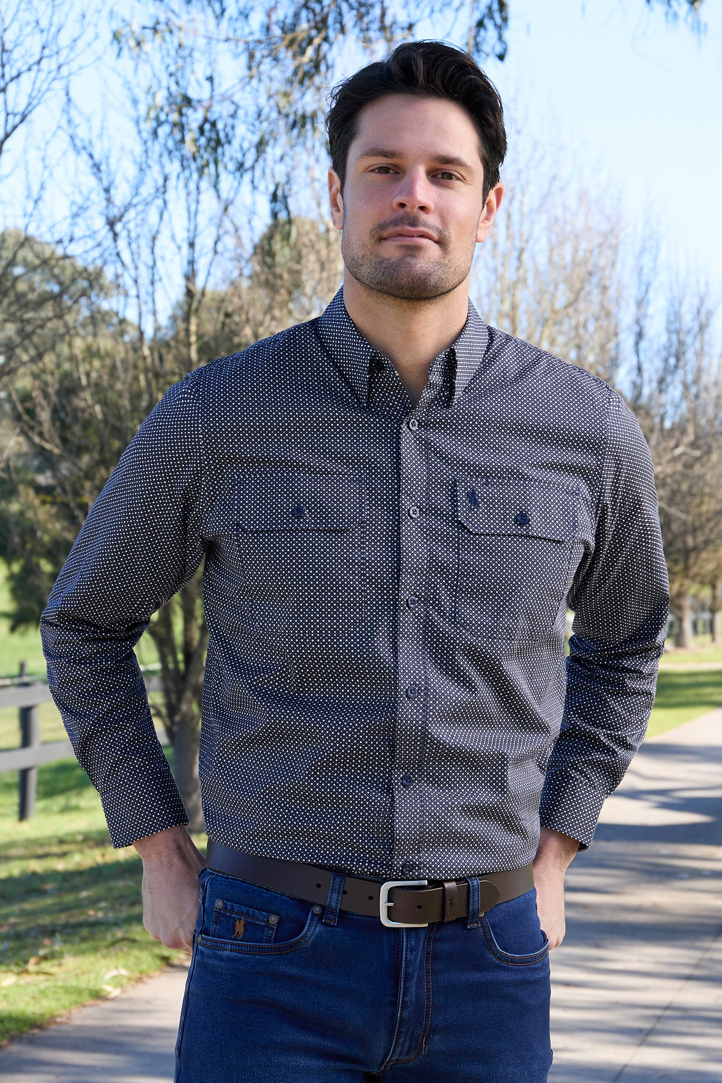 Thomas Cook Men’s Arlo Print 2-Pocket Long Sleeve Shirt