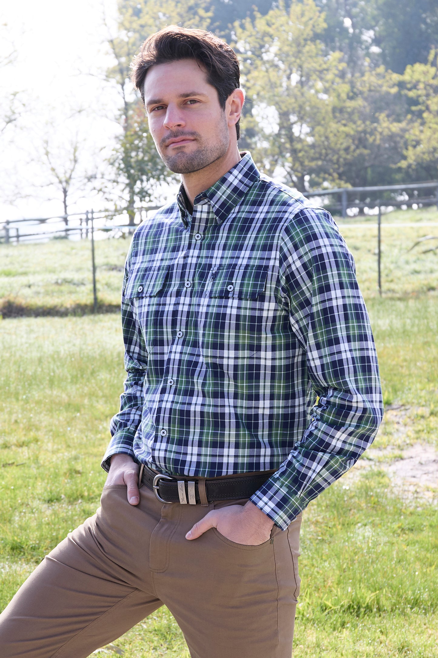 Thomas Cook Men’s Shane Check 2-Pocket Long Sleeve Shirt