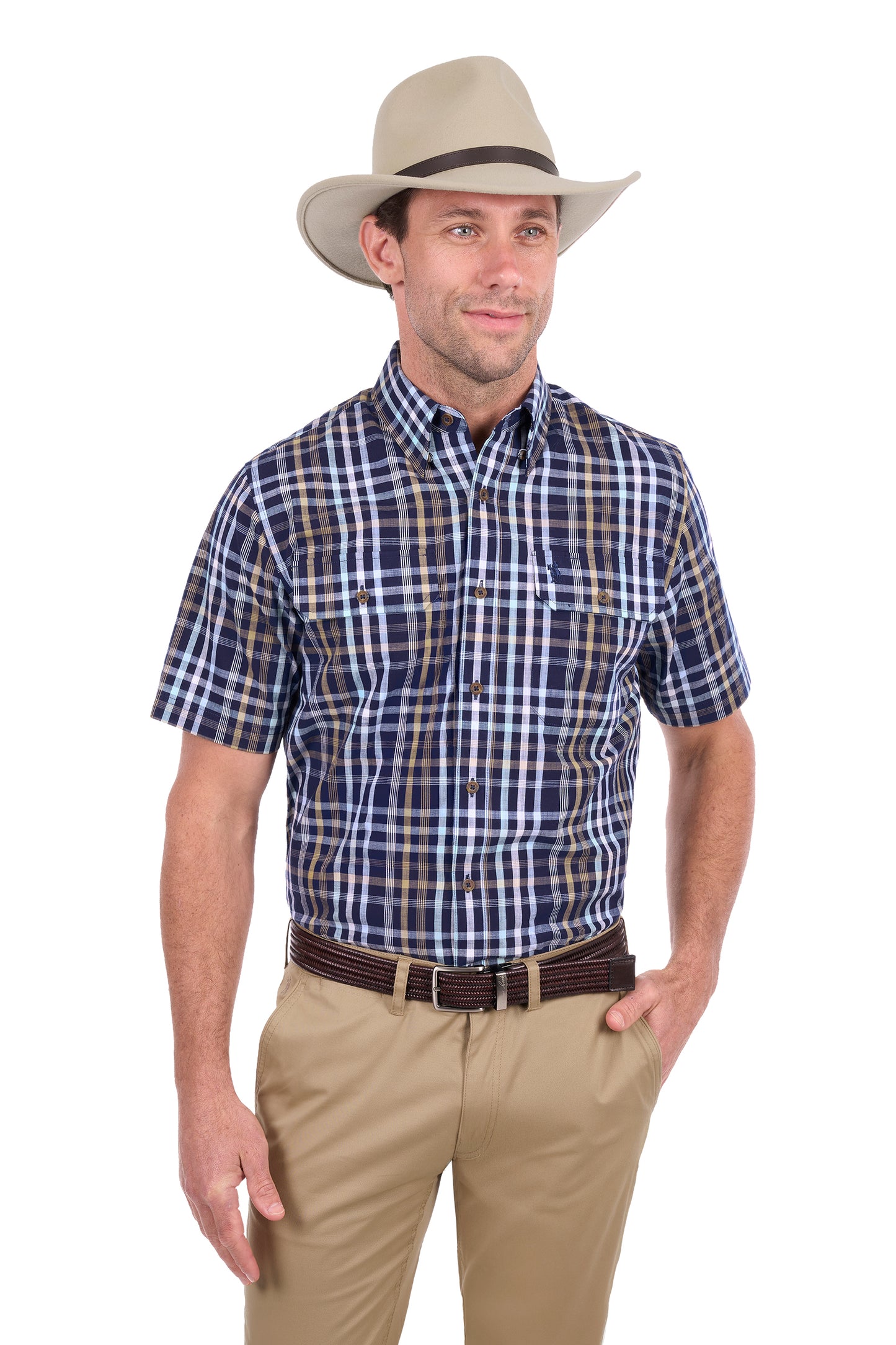 Thomas Cook Men’s Finley Check 2-Pocket Short Sleeve Shirt