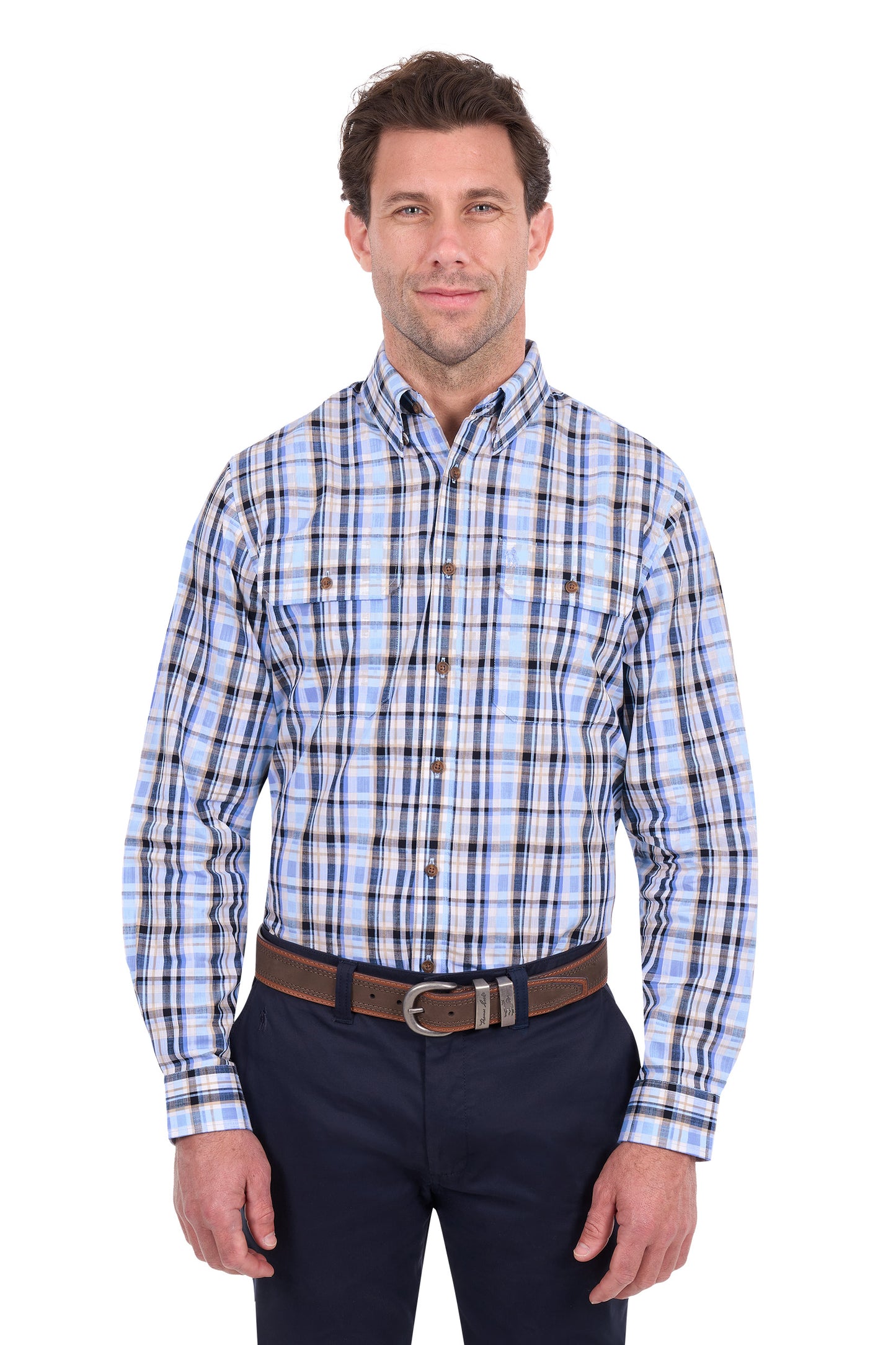 Thomas Cook Men’s Roman Check 2-Pocket Long Sleeve Shirt
