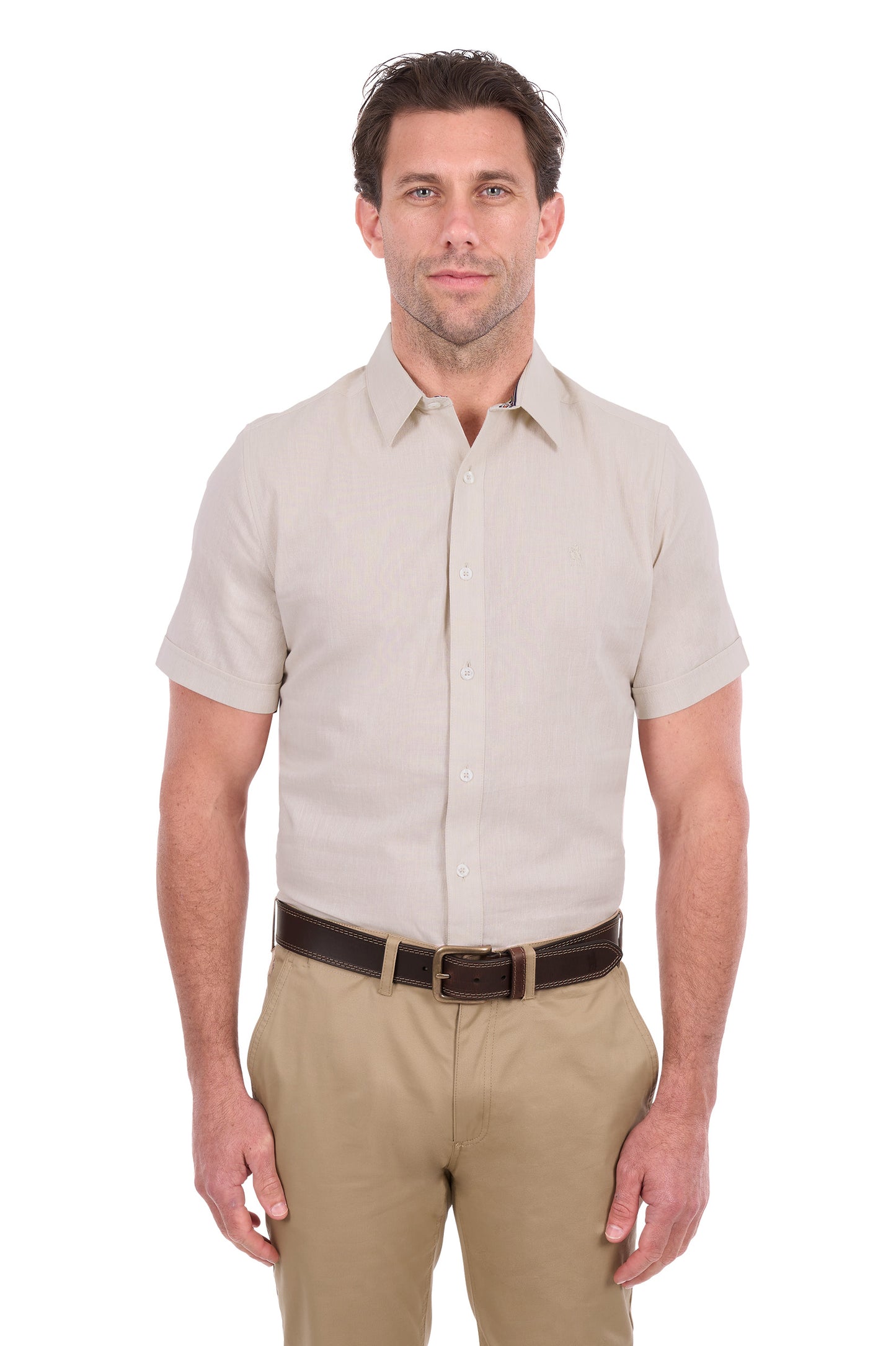 Thomas Cook Men’s TC Linen Short Sleeve Shirt - Natural Marle
