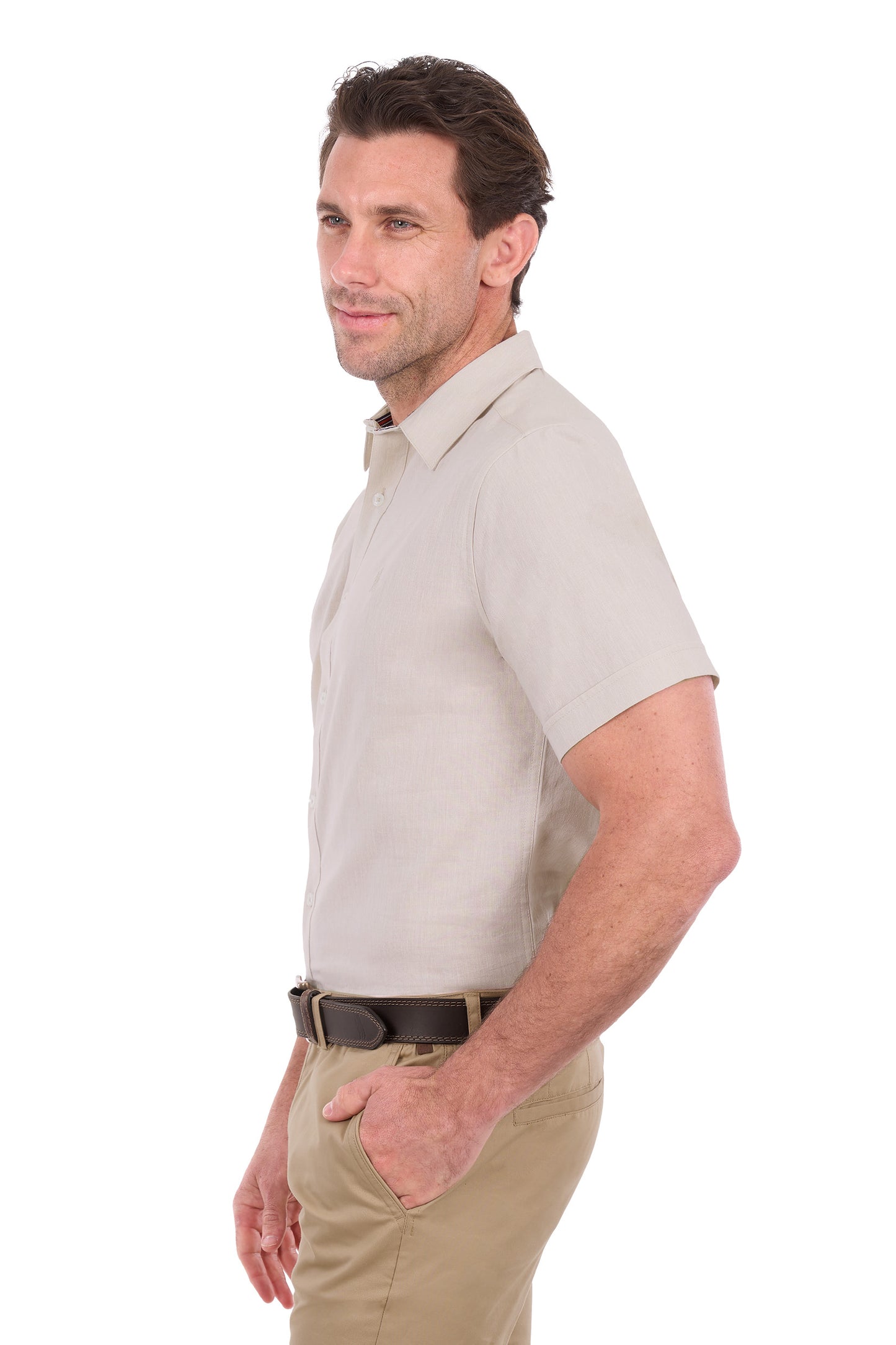 Thomas Cook Men’s TC Linen Short Sleeve Shirt - Natural Marle