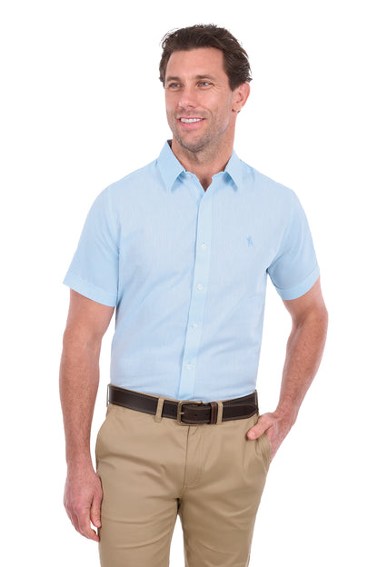 Thomas Cook Men’s TC Linen Short Sleeve Shirt - Light Blue Marle