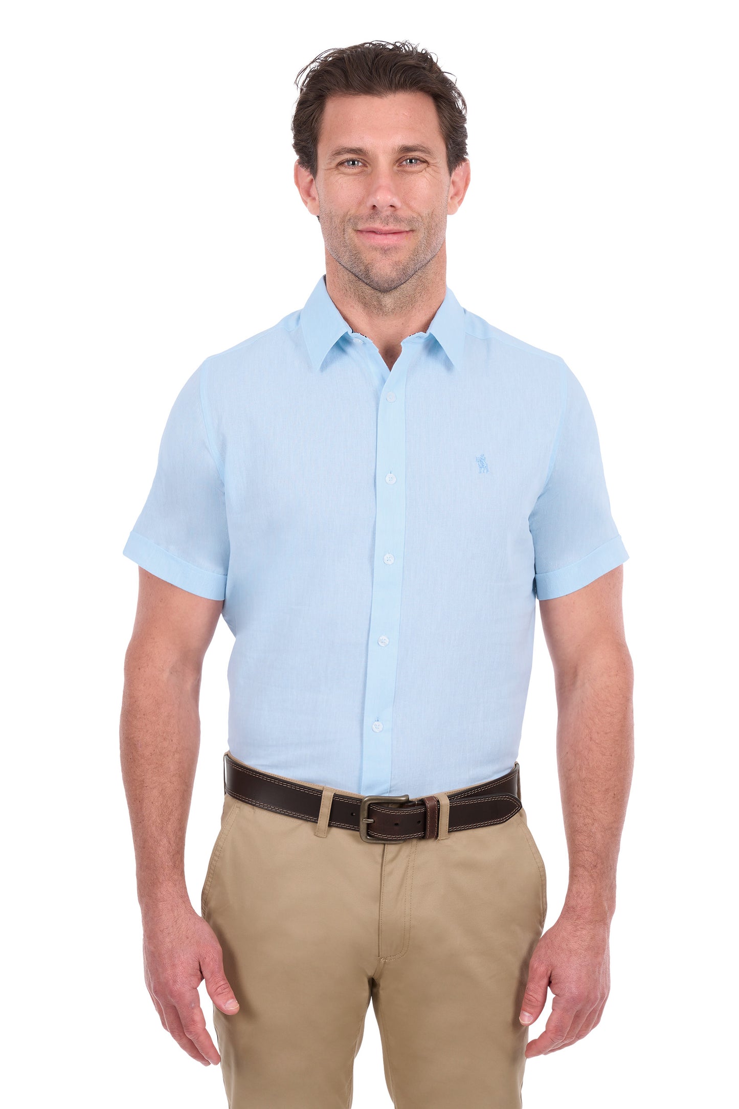 Thomas Cook Men’s TC Linen Short Sleeve Shirt - Light Blue Marle