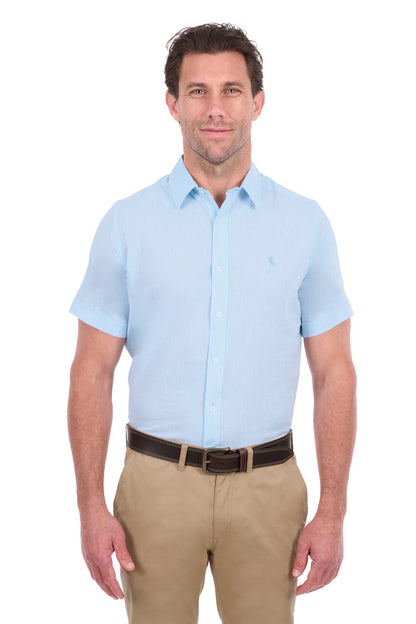 Thomas Cook Men’s TC Linen Short Sleeve Shirt - Light Blue Marle