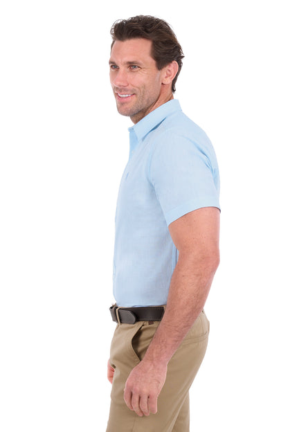 Thomas Cook Men’s TC Linen Short Sleeve Shirt - Light Blue Marle