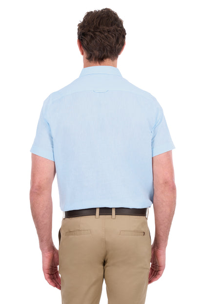 Thomas Cook Men’s TC Linen Short Sleeve Shirt - Light Blue Marle