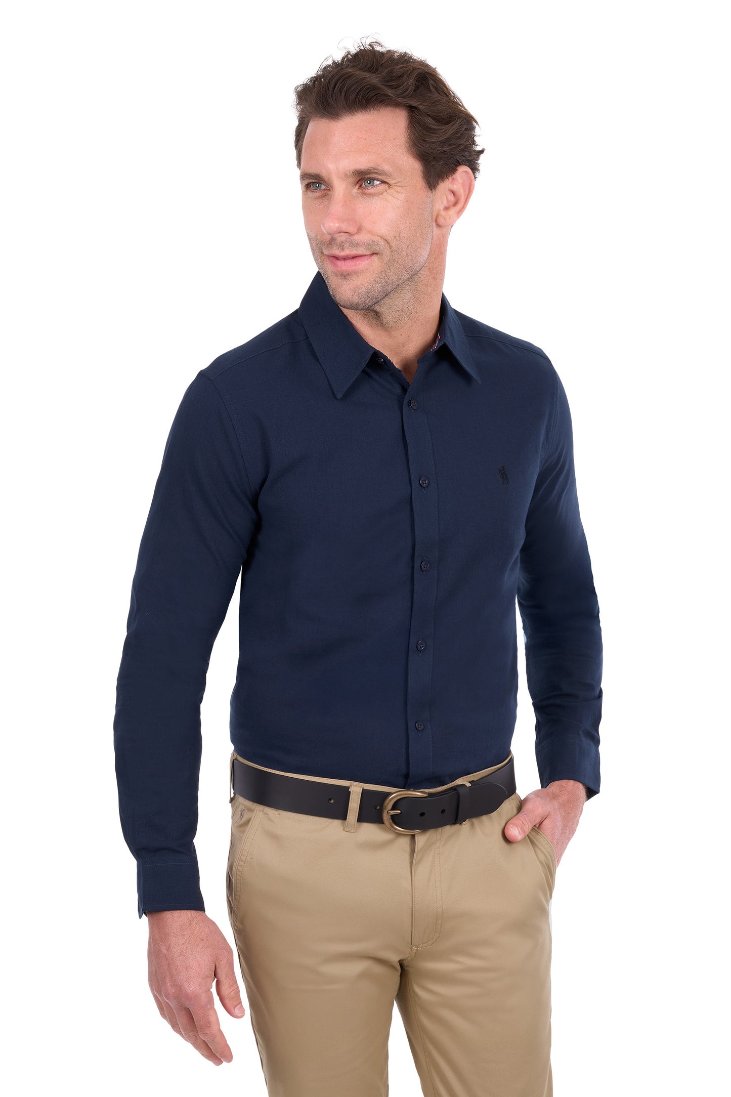 Thomas Cook Men’s TC Linen Long Sleeve Shirt- Navy