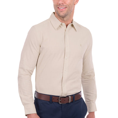 Thomas Cook Men’s TC Linen Long Sleeve Shirt- Natural Marle
