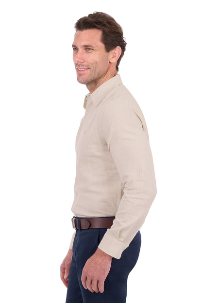 Thomas Cook Men’s TC Linen Long Sleeve Shirt- Natural Marle
