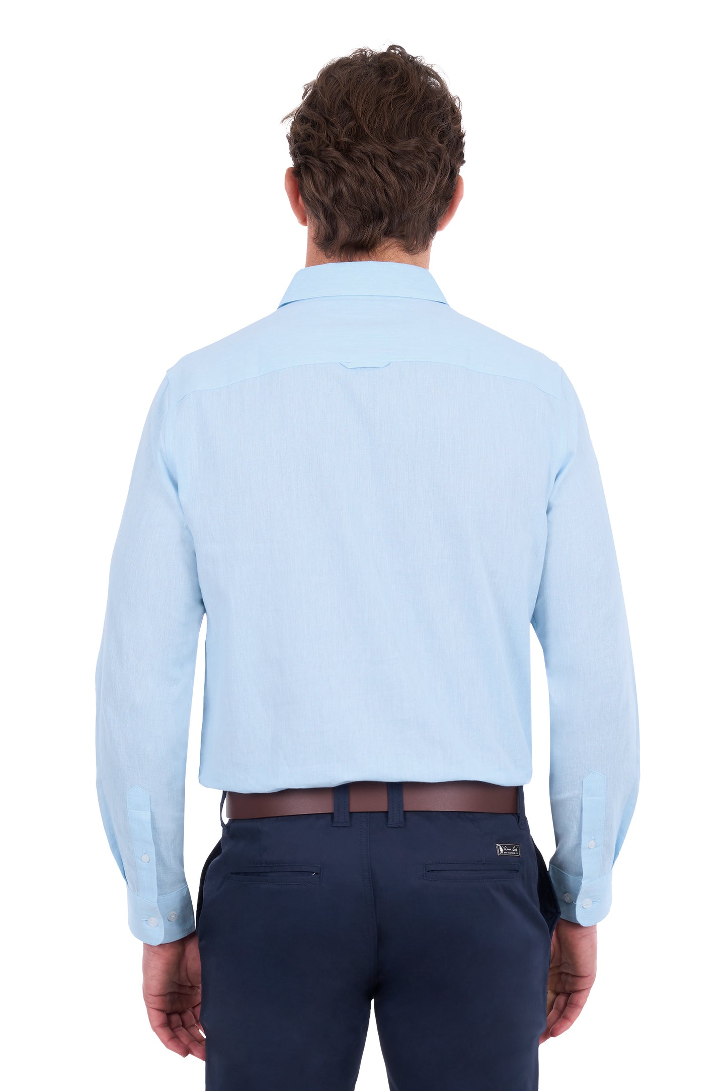Thomas Cook Men’s TC Linen Long Sleeve Shirt- Light Blue Marle