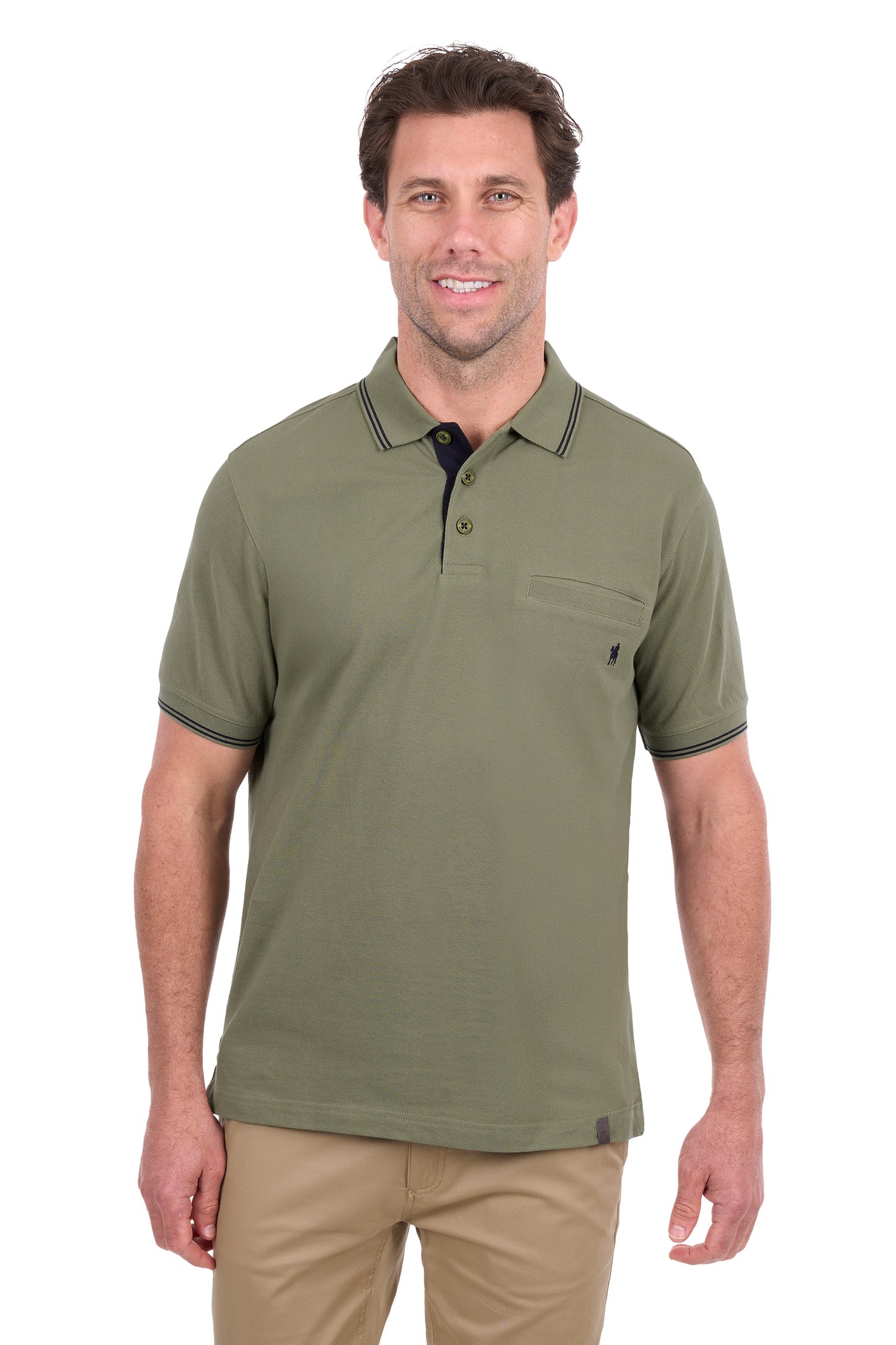 Thomas Cook Men’s Henry Tailored 1-Pocket Short Sleeve Polo - Olive