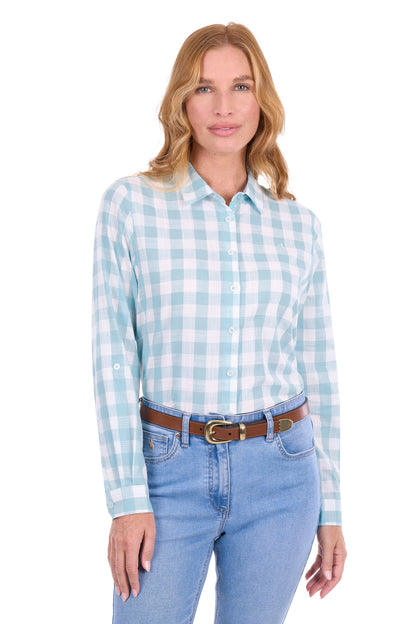 Thomas Cook Women’s Eliza Tab Long Sleeve Shirt - Pastel Turquoise/White
