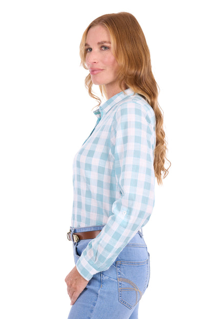 Thomas Cook Women’s Eliza Tab Long Sleeve Shirt - Pastel Turquoise/White
