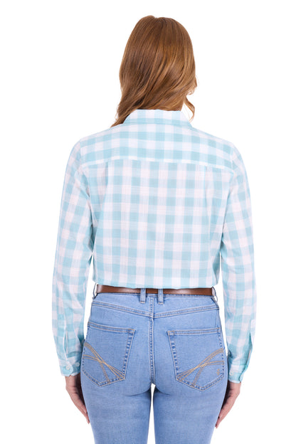 Thomas Cook Women’s Eliza Tab Long Sleeve Shirt - Pastel Turquoise/White