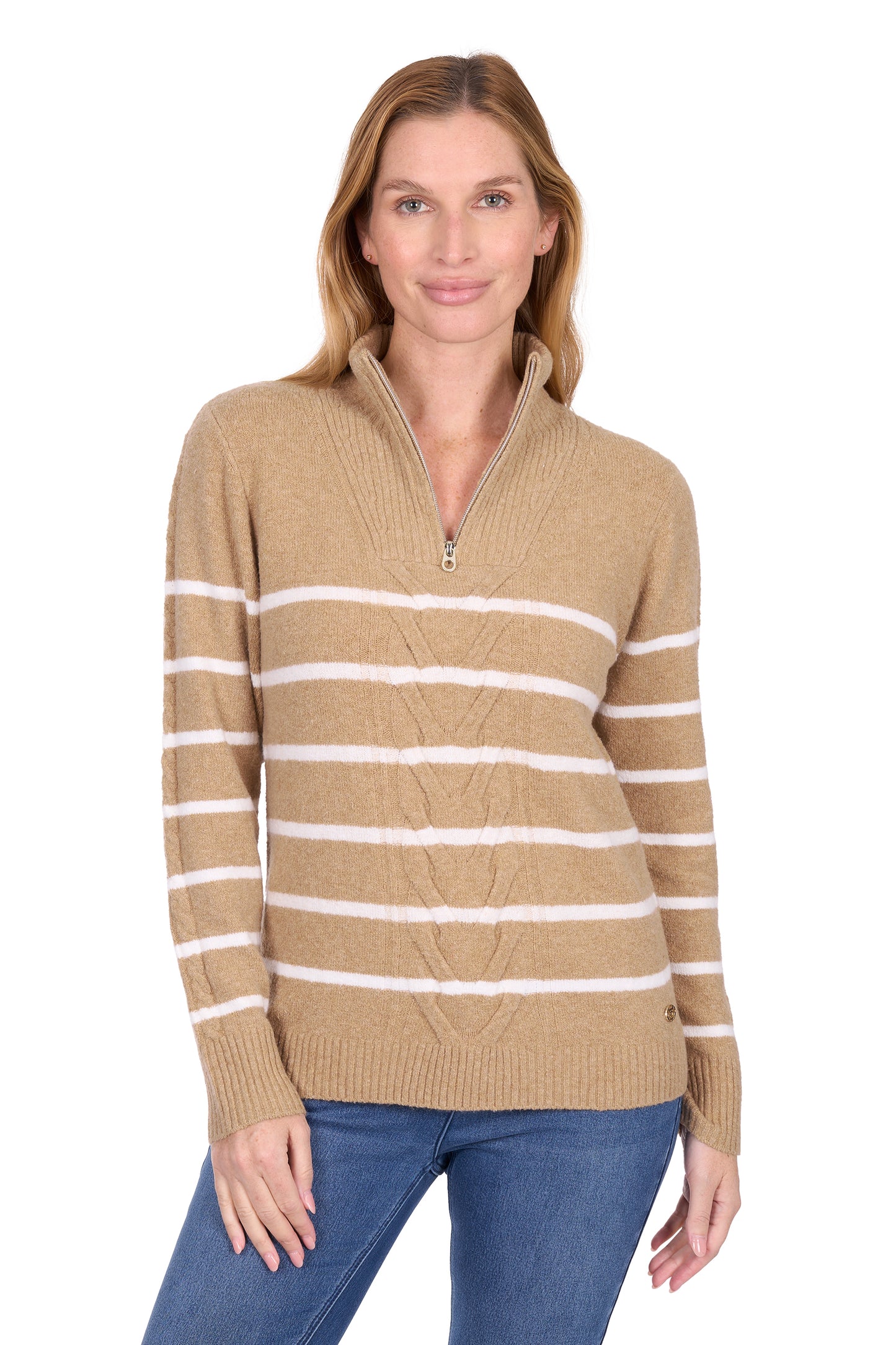 Thomas Cook Women's Luna 1/4 Zip Stripe Knit Jumper