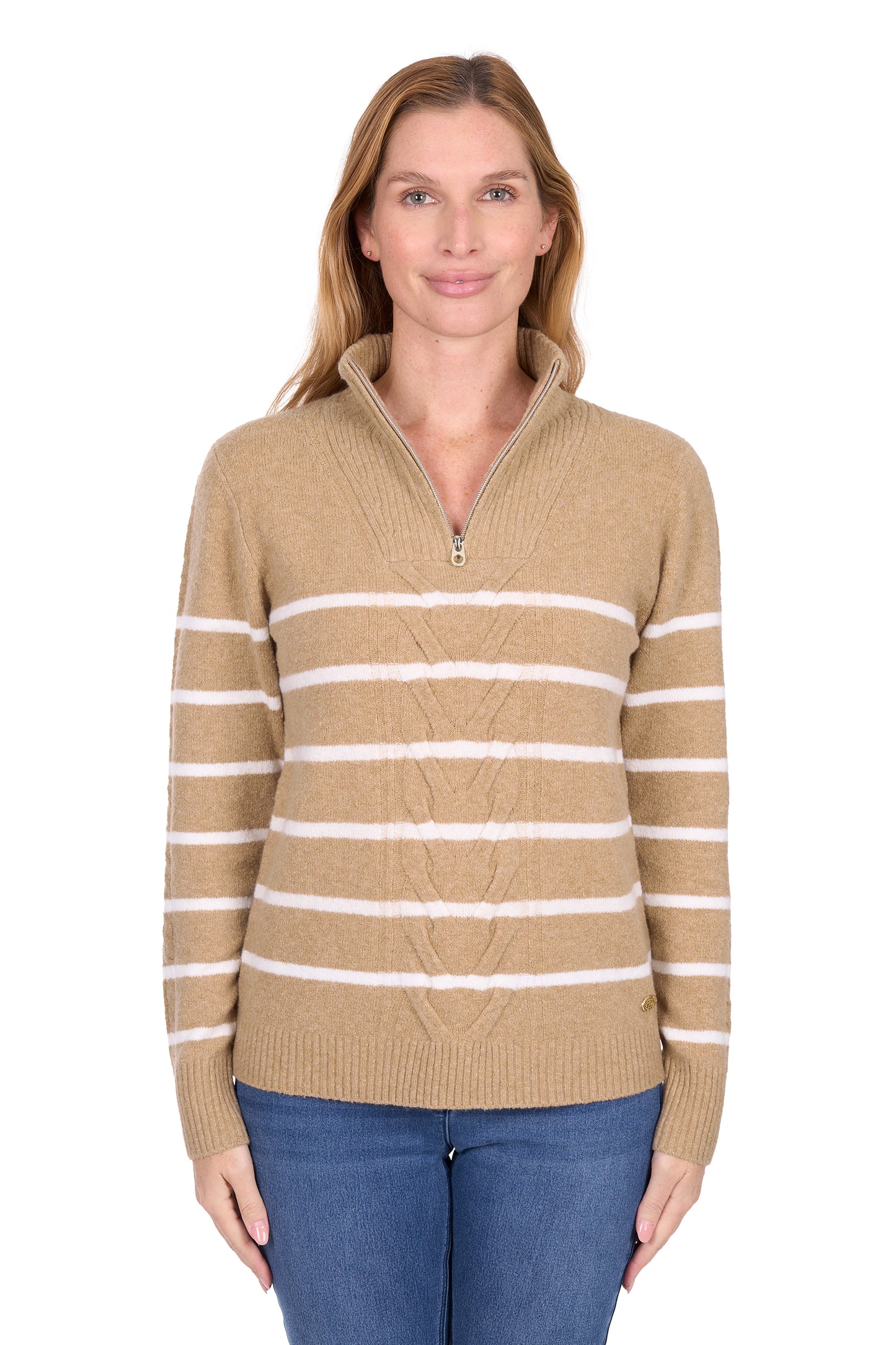 Thomas Cook Women's Luna 1/4 Zip Stripe Knit Jumper