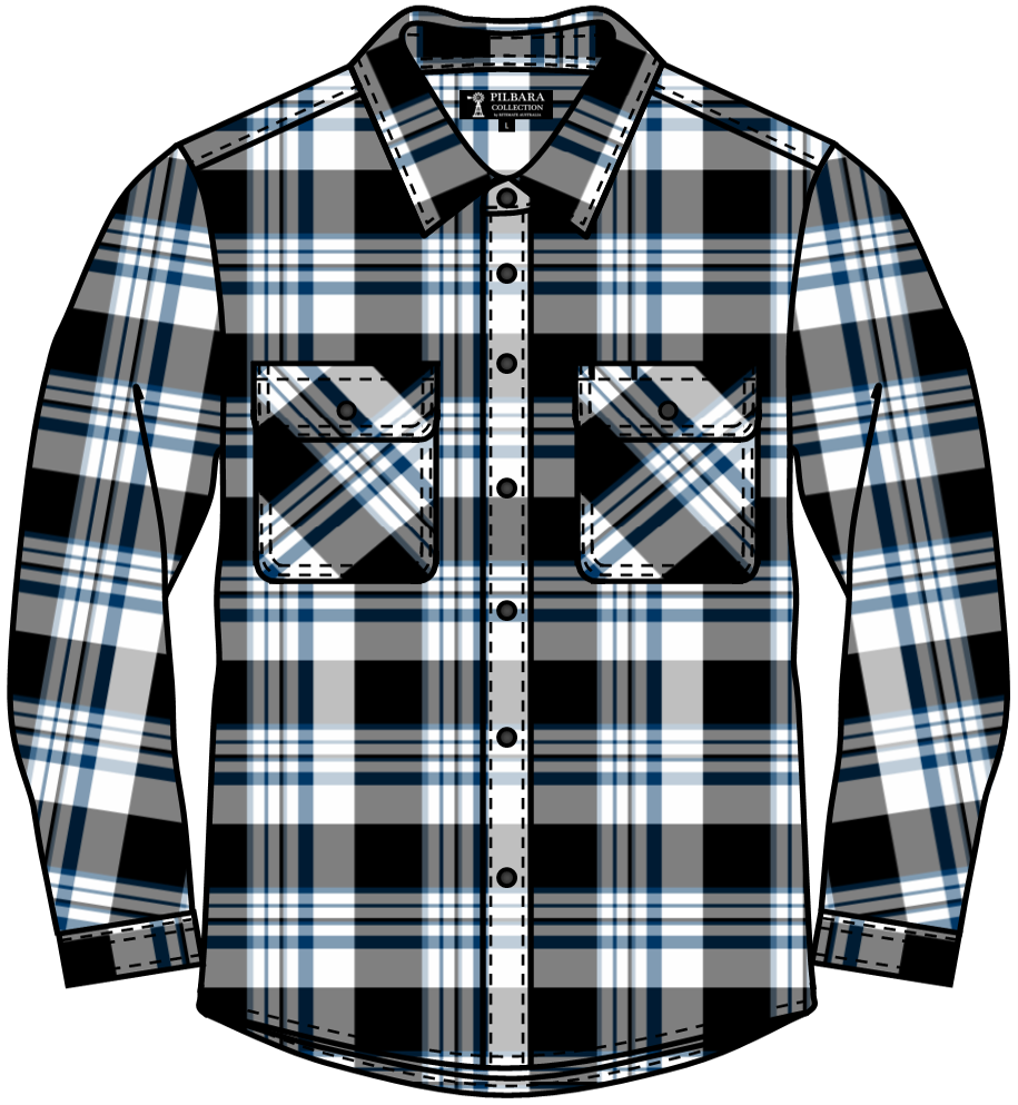 Pilbara Men's Flanelette Shirt  Open Front RM123FOF