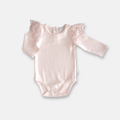 Love Henry Baby Girls Lace Sleeve Romper - Pink