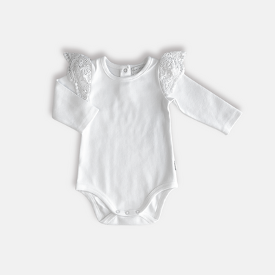 Love Henry Baby Girls Lace Sleeve Romper - White