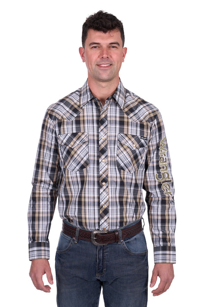 Wrangler Men’s Joel Check Logo Western Long Sleeve Shirt
