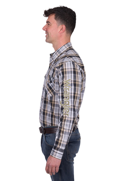 Wrangler Men’s Joel Check Logo Western Long Sleeve Shirt