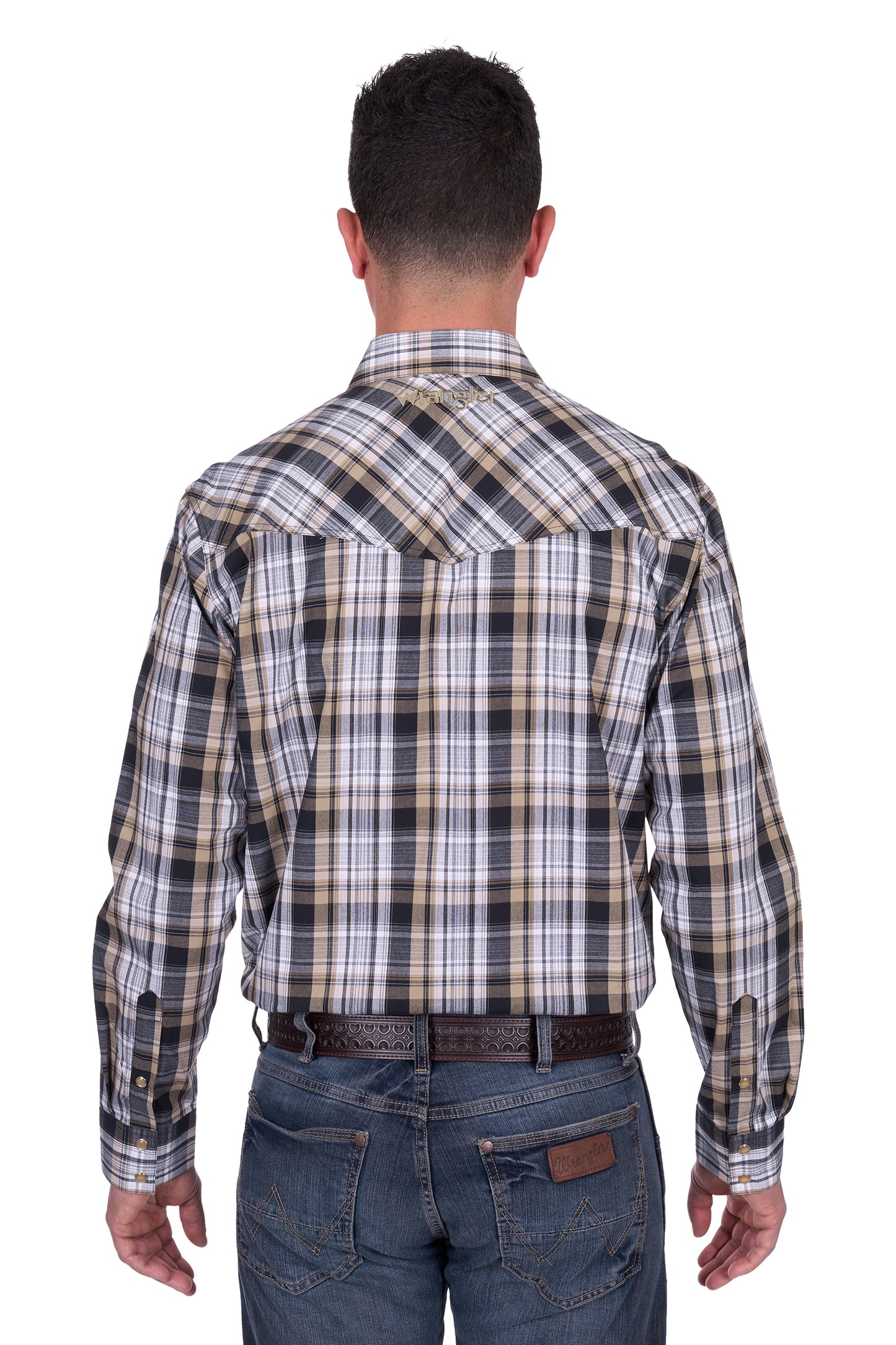 Wrangler Men’s Joel Check Logo Western Long Sleeve Shirt