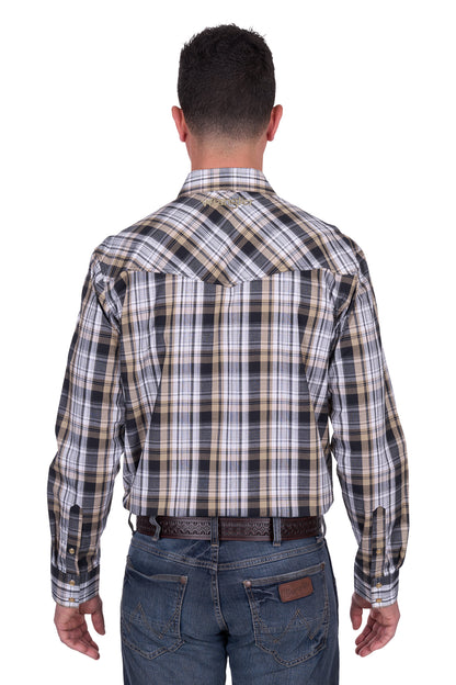 Wrangler Men’s Joel Check Logo Western Long Sleeve Shirt