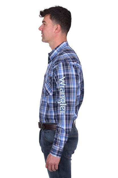 Wrangler Men’s Billy Check Logo Western Long Sleeve Shirt