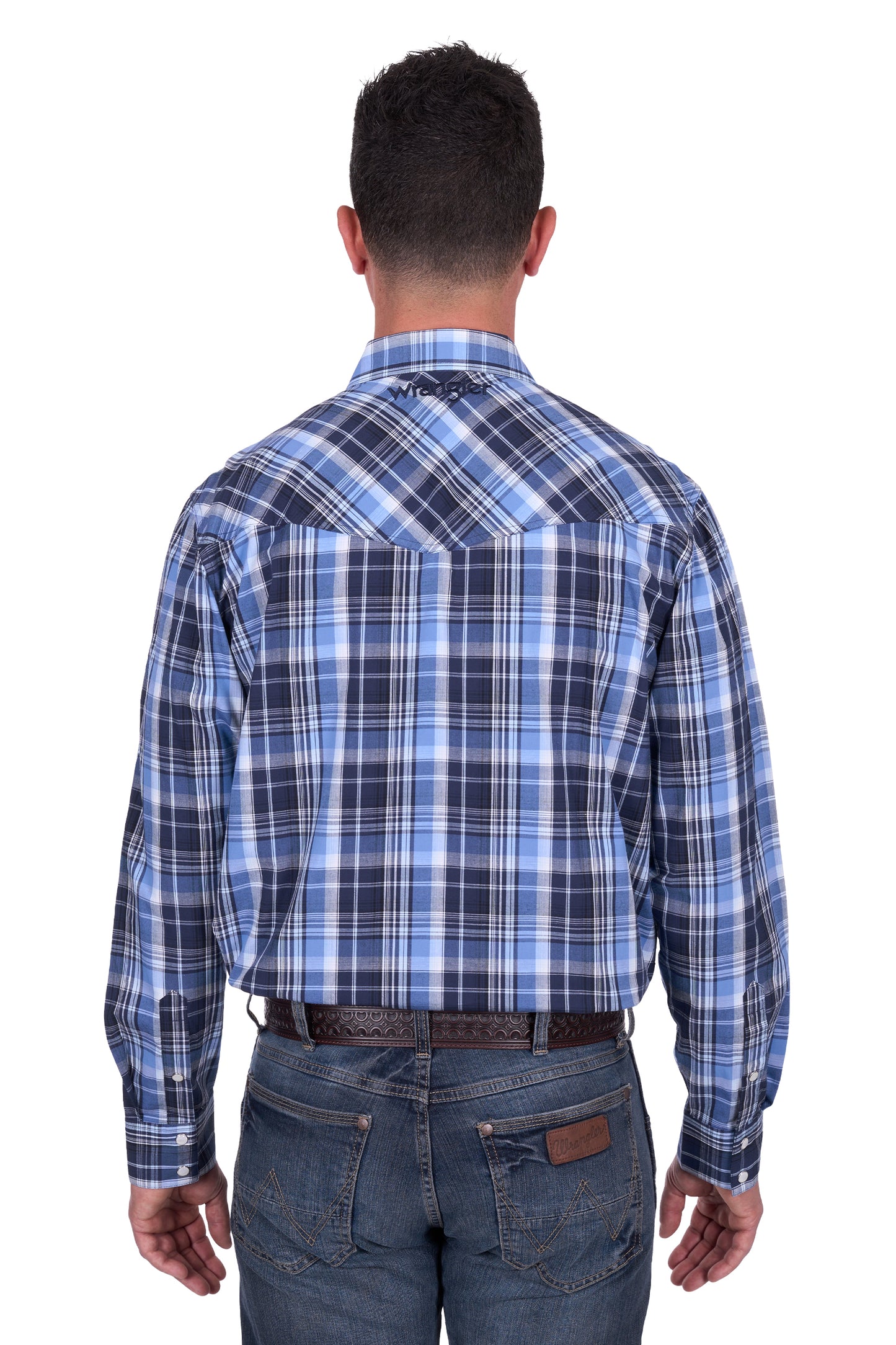Wrangler Men’s Billy Check Logo Western Long Sleeve Shirt