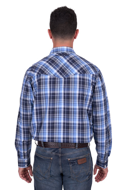 Wrangler Men’s Billy Check Logo Western Long Sleeve Shirt