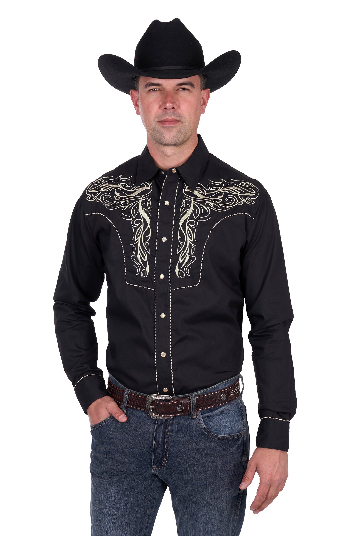 Wrangler Men’s Carlos Embroidered Long Sleeve Shirt