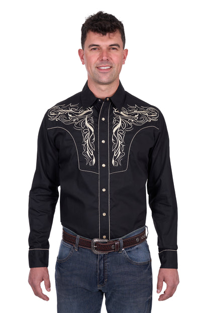 Wrangler Men’s Carlos Embroidered Long Sleeve Shirt
