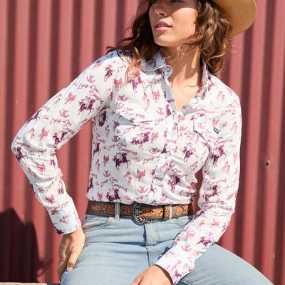 Wrangler Women’s Doreen Print Western Long Sleeve Shirt