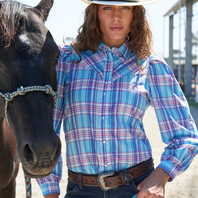 Wrangler Women’s Emily Check Western Long Sleeve Shirt
