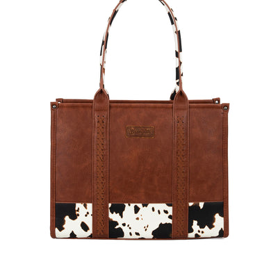 Wrangler South Western Cow Print Tote Bag - Dark Tan
