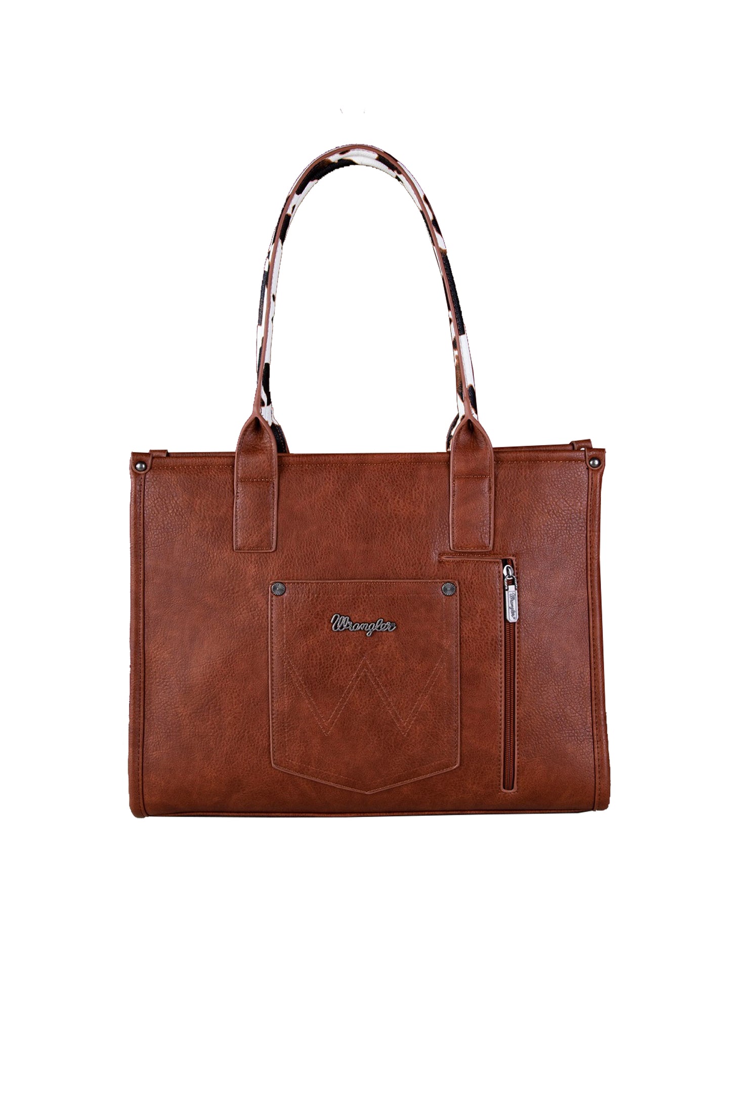 Wrangler South Western Cow Print Tote Bag - Dark Tan