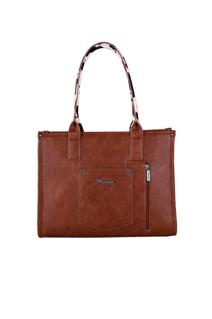 Wrangler South Western Cow Print Tote Bag - Dark Tan