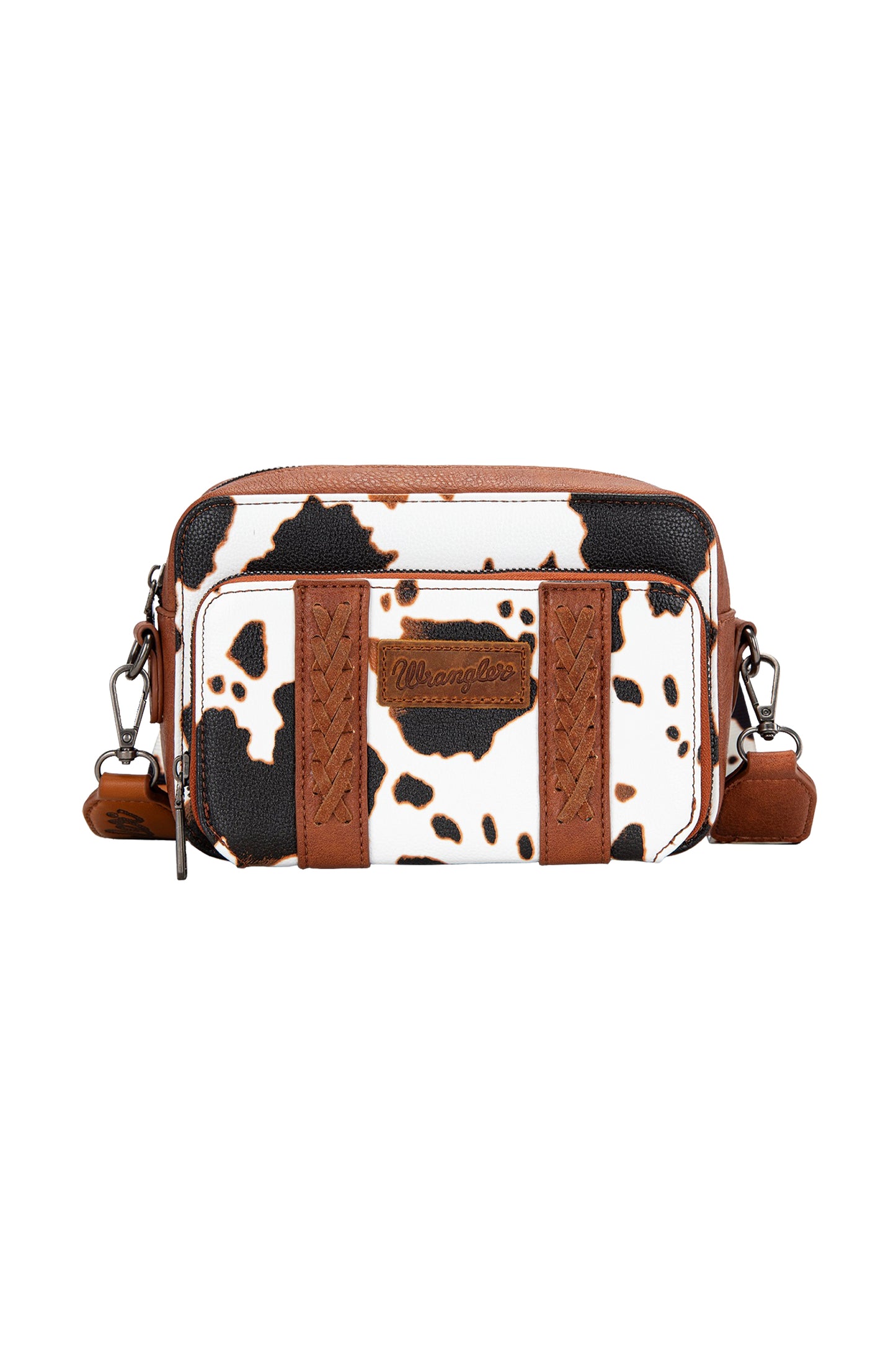 Wrangler South Western Cow Print Small Crossbody Bag - Dark Tan