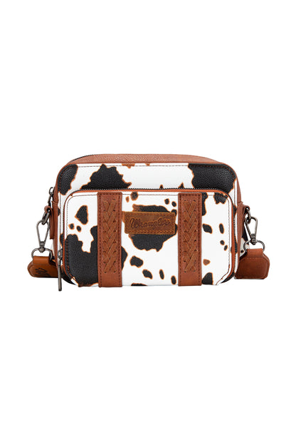 Wrangler South Western Cow Print Small Crossbody Bag - Dark Tan