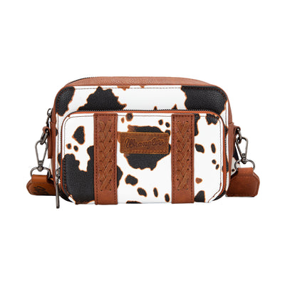 Wrangler South Western Cow Print Small Crossbody Bag - Dark Tan