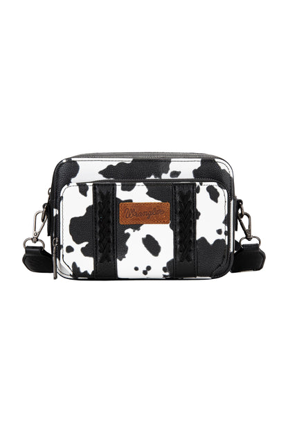 Wrangler South Western Cow Print Small Crossbody Bag - Black