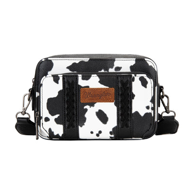 Wrangler South Western Cow Print Small Crossbody Bag - Black