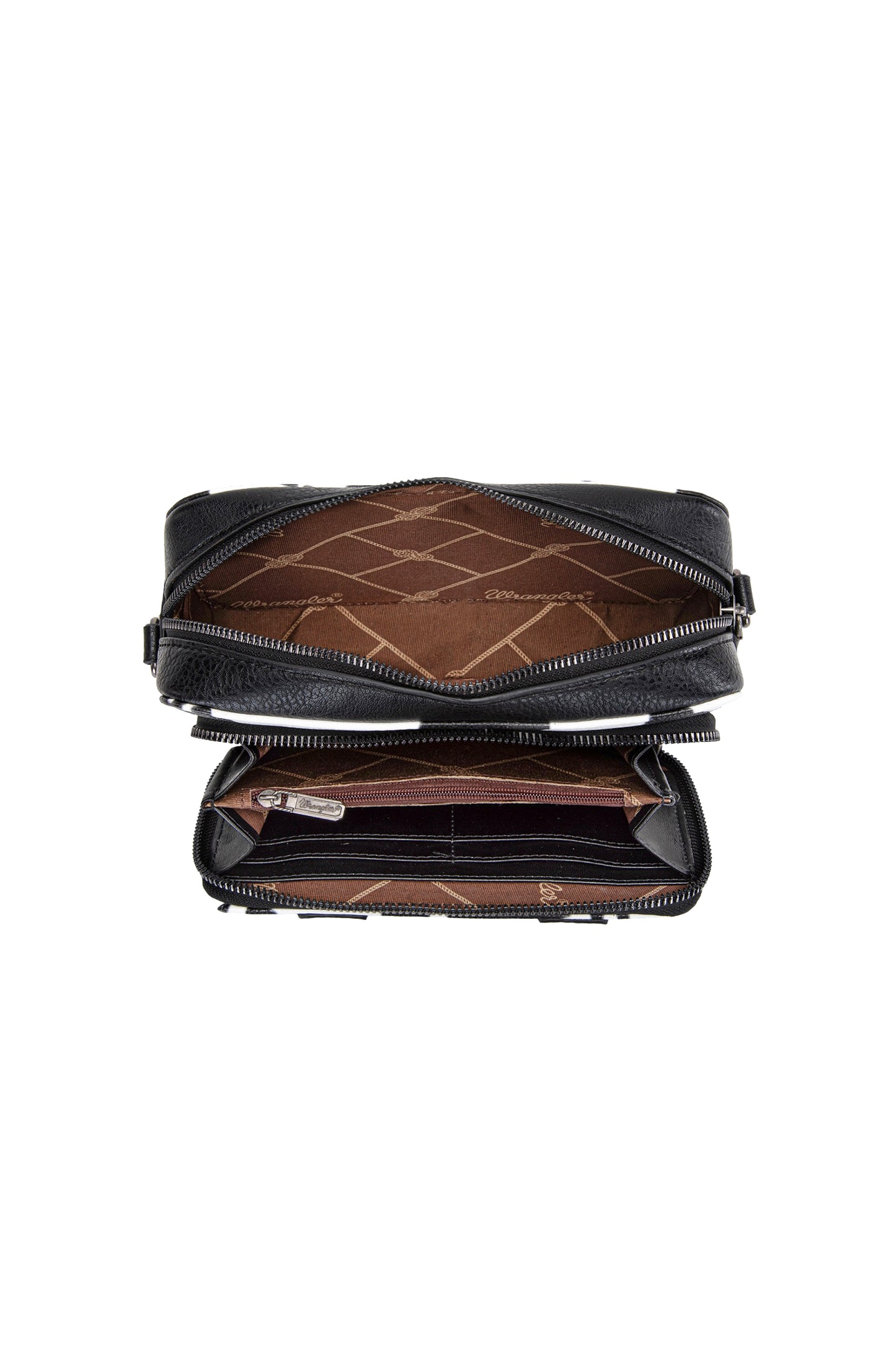 Wrangler South Western Cow Print Small Crossbody Bag - Black