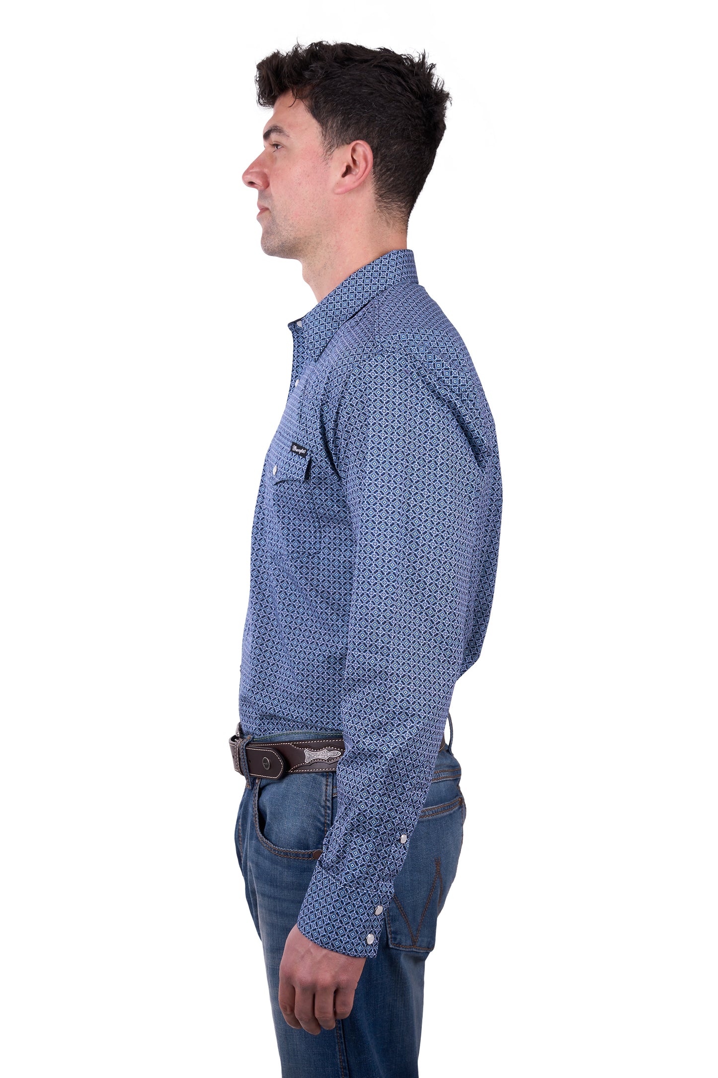 Wrangler Men’s Theo Print Western Long Sleeve Shirt