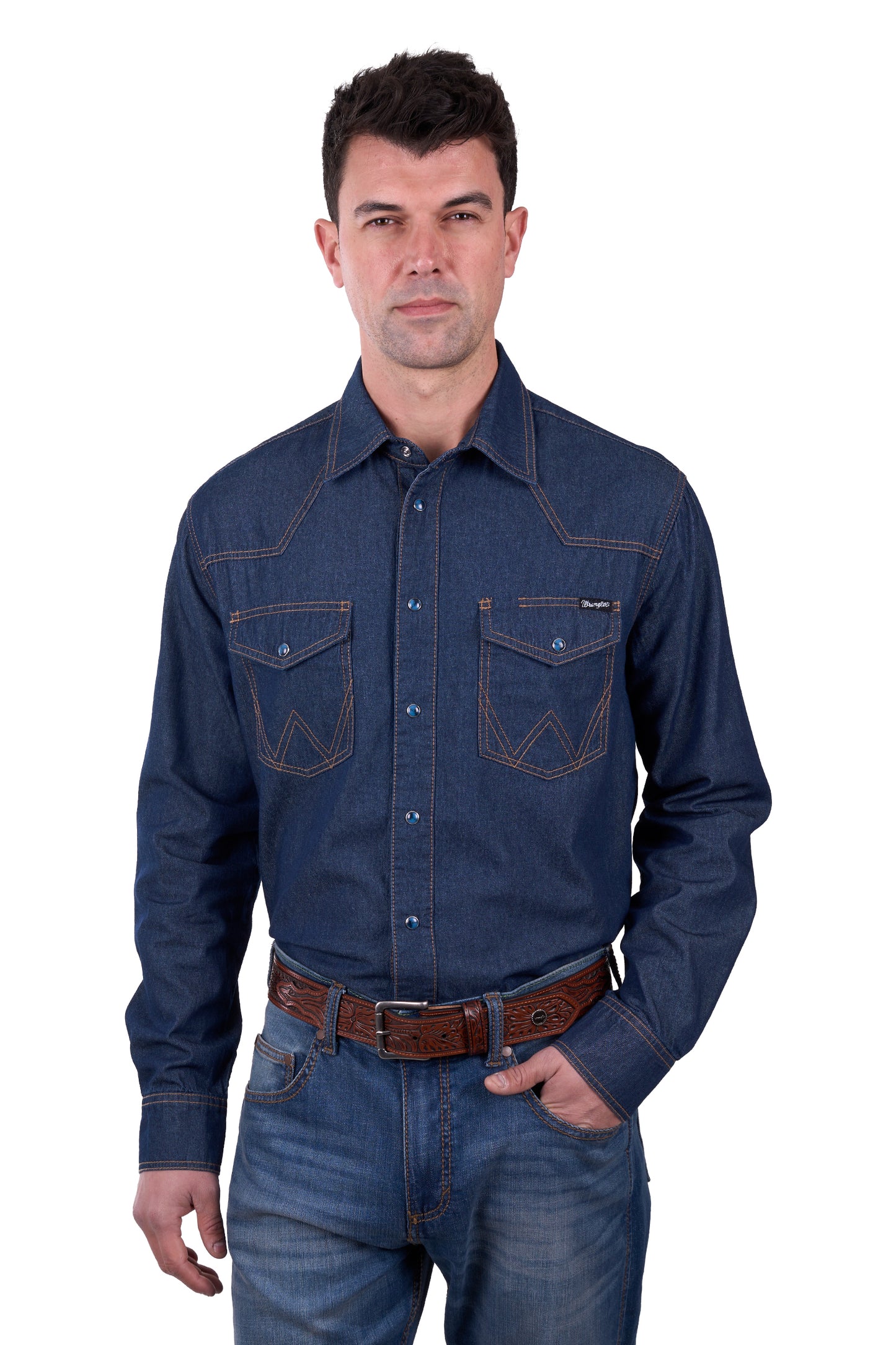 Wrangler Men’s Jay Denim Western Long Sleeve Shirt