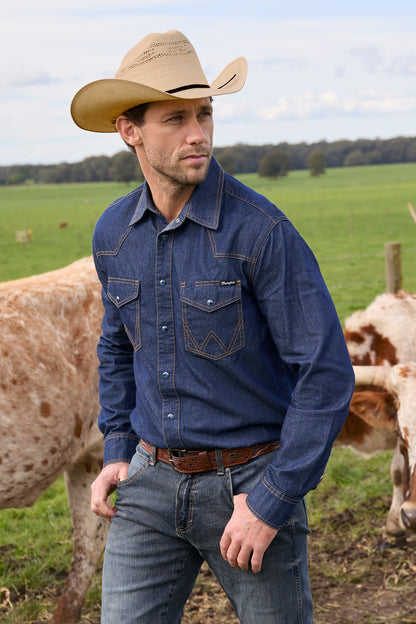 Wrangler Men’s Jay Denim Western Long Sleeve Shirt