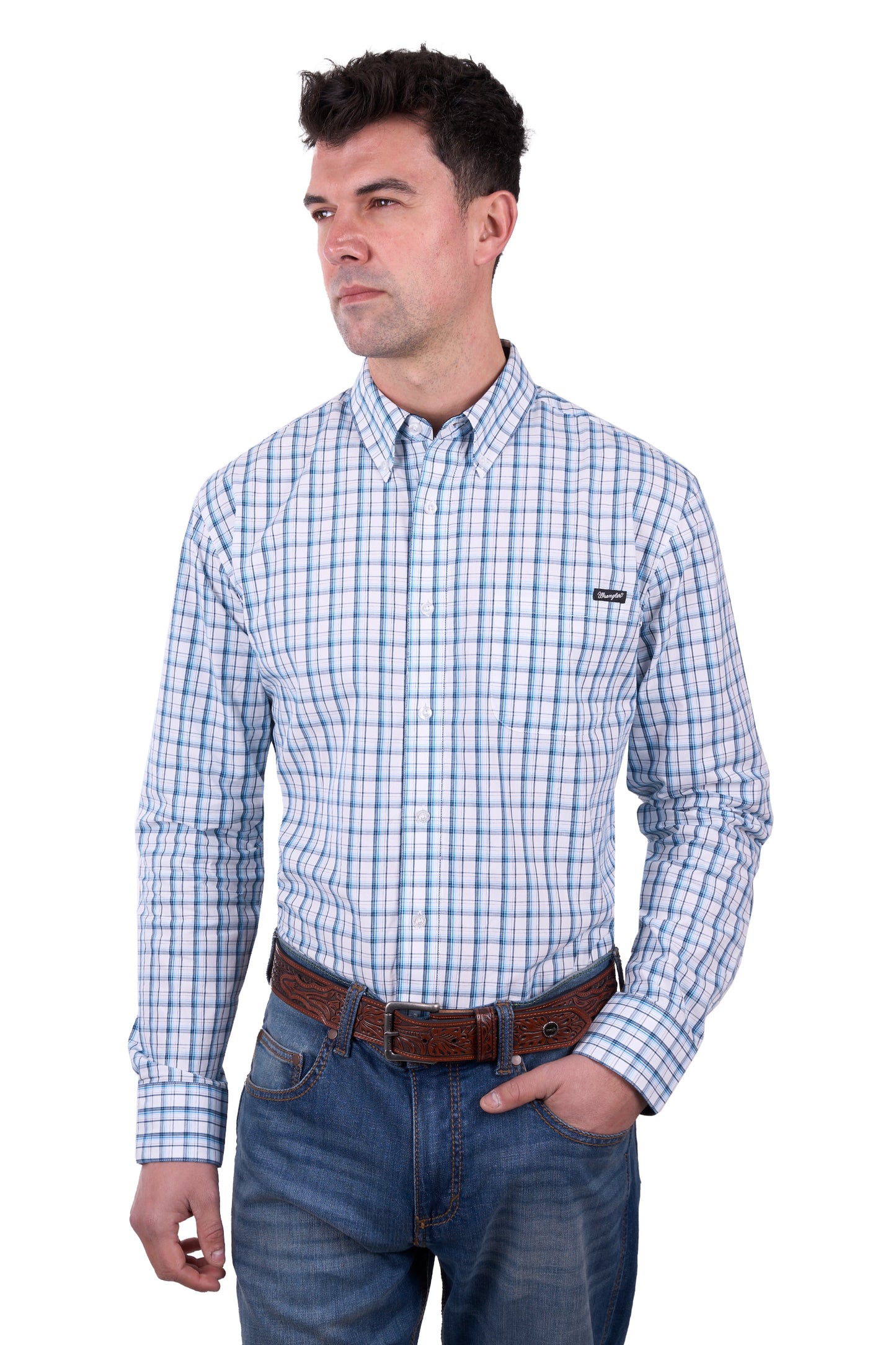 Wrangler Men’s Owen Check Button Down Long Sleeve Shirt